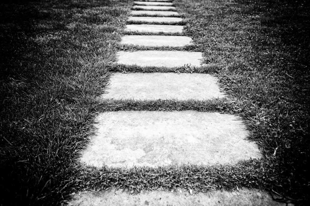 Camino de piedra con pasos alineados en un entorno natural
