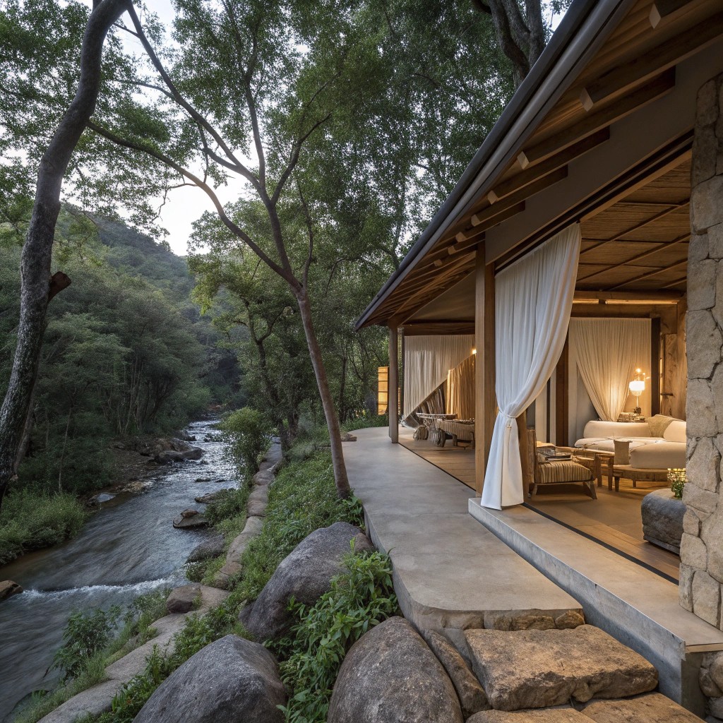 Espacio natural integrado en arquitectura para retiro de grupo reducido