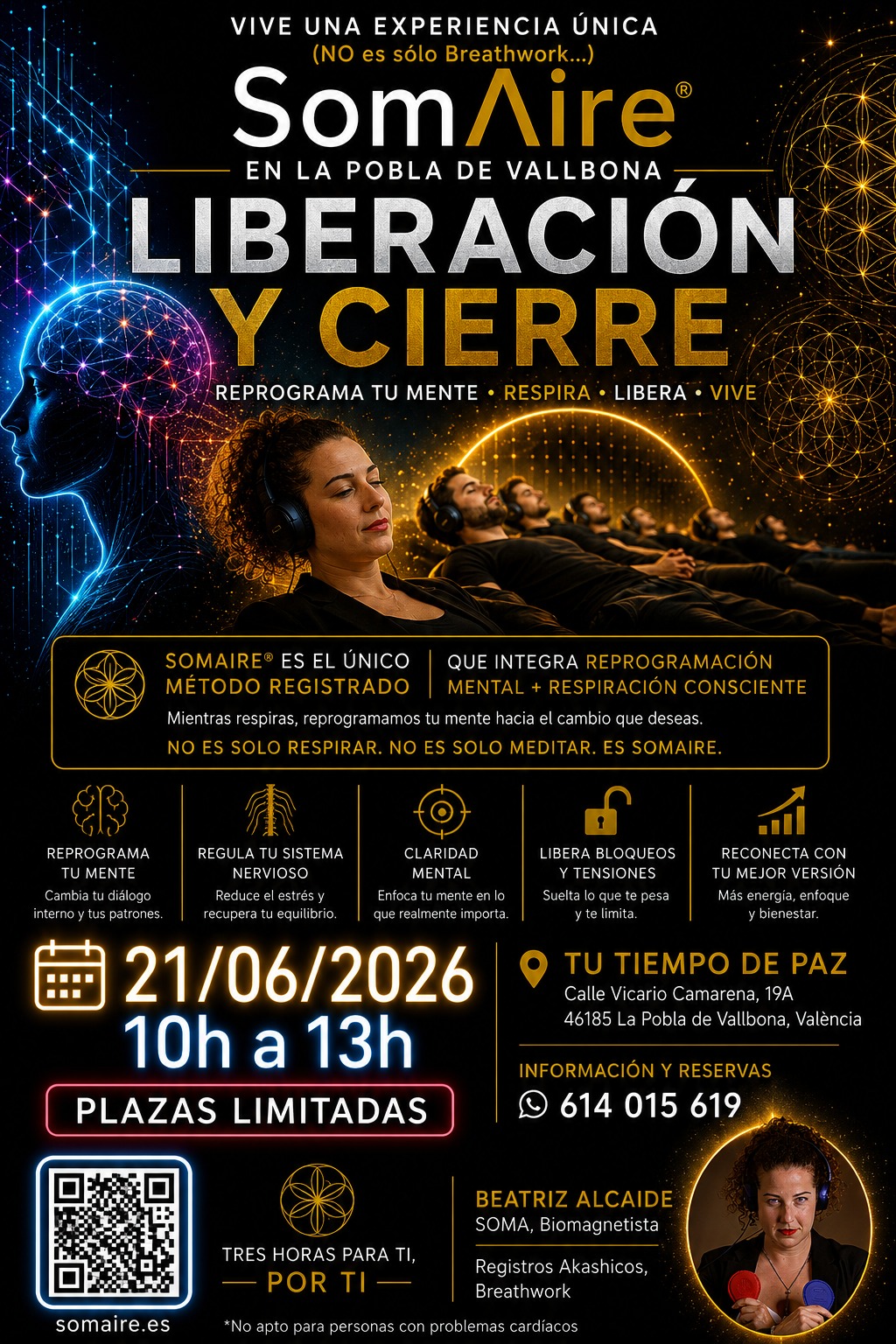 Cartel del evento SomAire® Liberación y Cierre en La Pobla de Vallbona